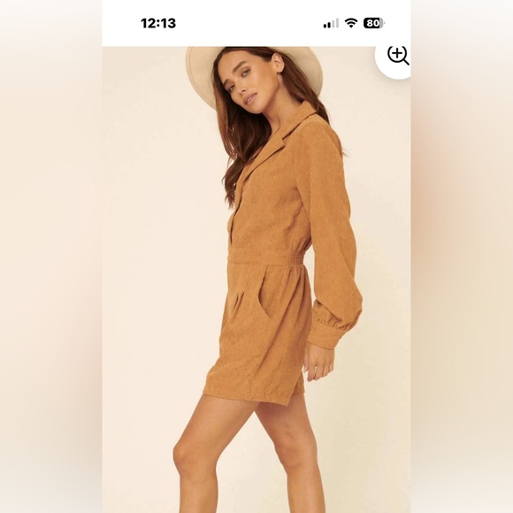 Promesa Corduroy Jumpsuit in Tan - Picture 2 of 16